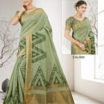Soft Cotton Saree Pista Green