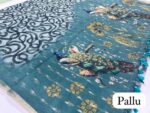 Tusser Silk -Teal X Black SKU6106-10 - Image 2