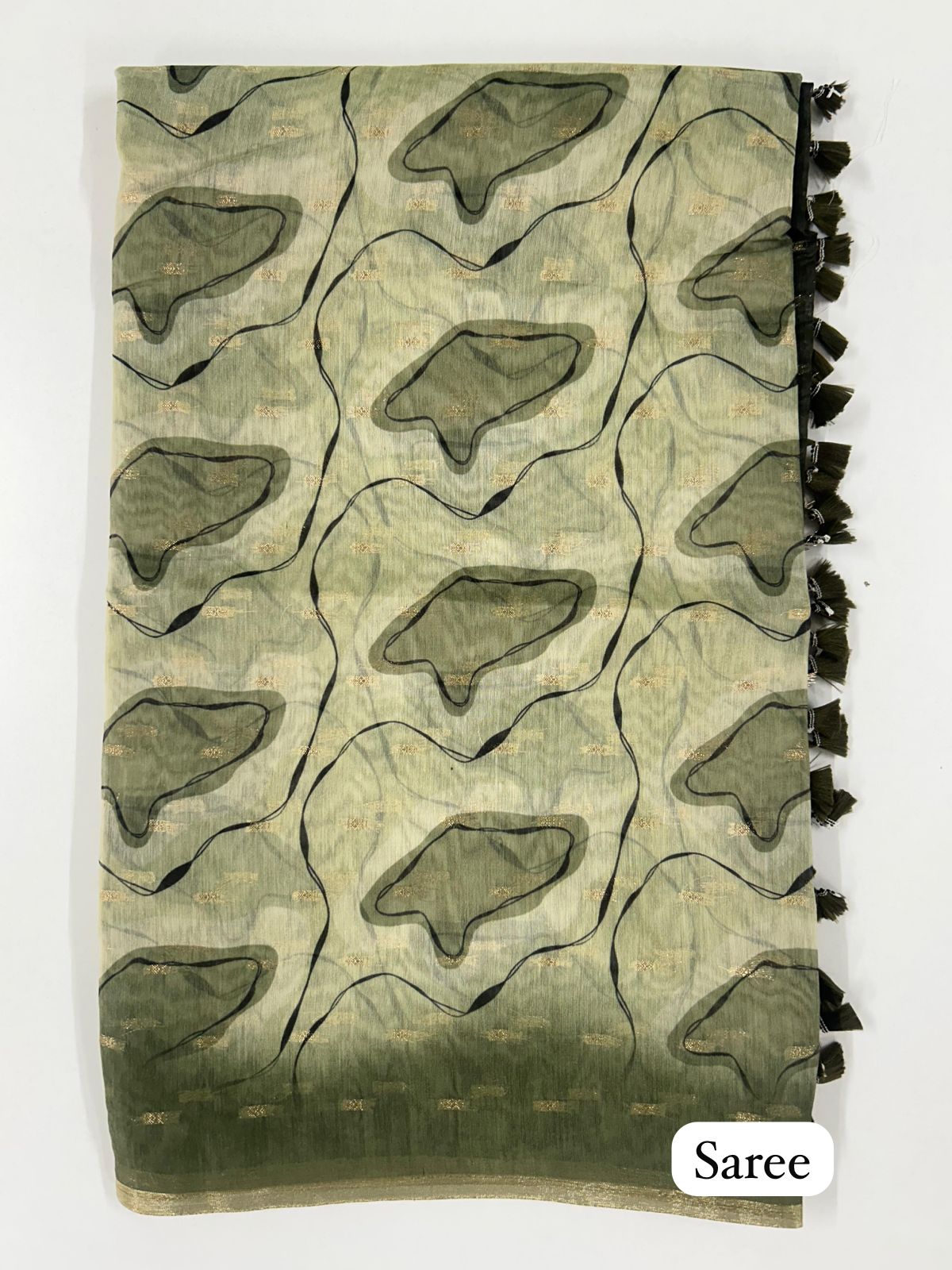 DL sarees 6061-mehandi green Tusser Silk - Mehandi Green SKU6061-2 - Image 1