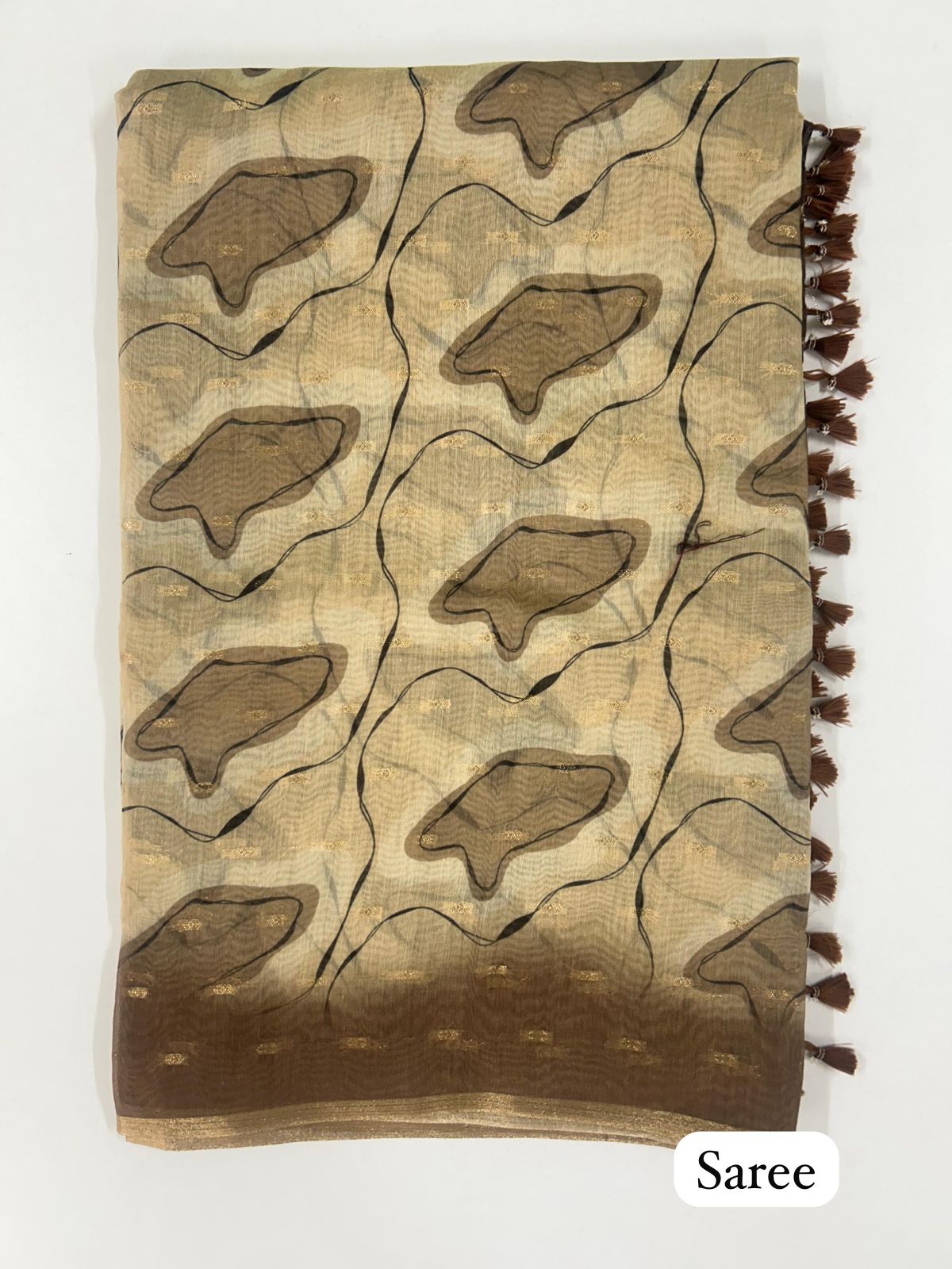 DL sarees 6061musterd Tusser Silk - Musterd SKU6061-4 - Image 1