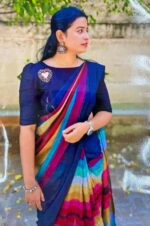 Linen Rainbow Saree - Image 2